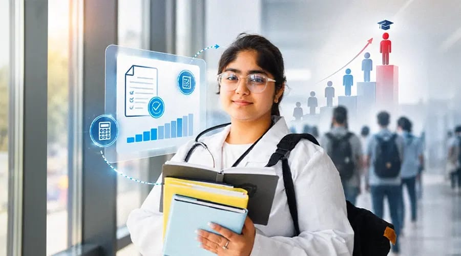 NEET Marks vs Rank 2027: Expected Score and AIR Trends NEET Marks vs Rank 2027 showing expected score and All India Rank trends for medical aspirants